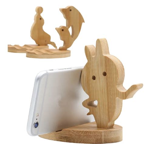 Universal Wooden Mobile Phone Stand Holder Slim Cellphone Stand For