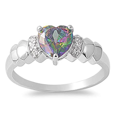 All In Stock Heart Mystic Simulated Topaz Cubic Zirconia Ring