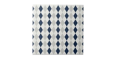 Cool Navy Blue And Gray Argyle Diamond Pattern Tile