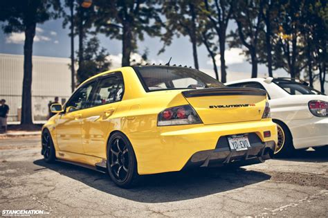 Wallpaper Sports Car Yellow Cars Stance Mitsubishi Lancer