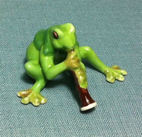 Miniature Ceramic Funny Frog Music Clarinet Animal Reptile Etsy