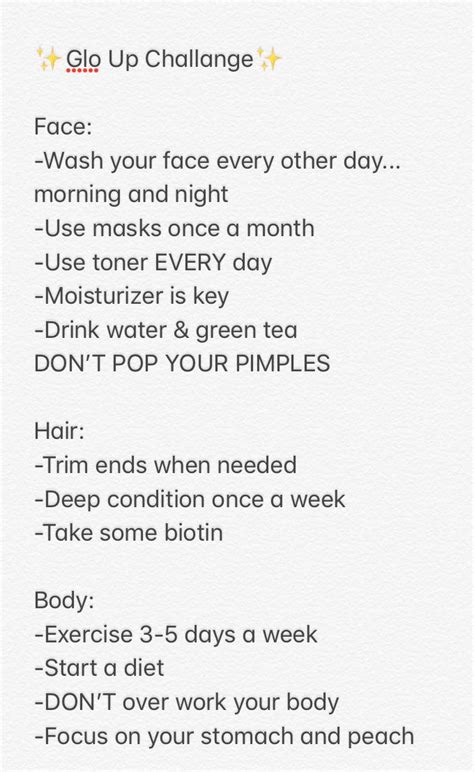 Glo Up Challenge Glowing Skincare Glow Up Tips Beauty Routine Checklist