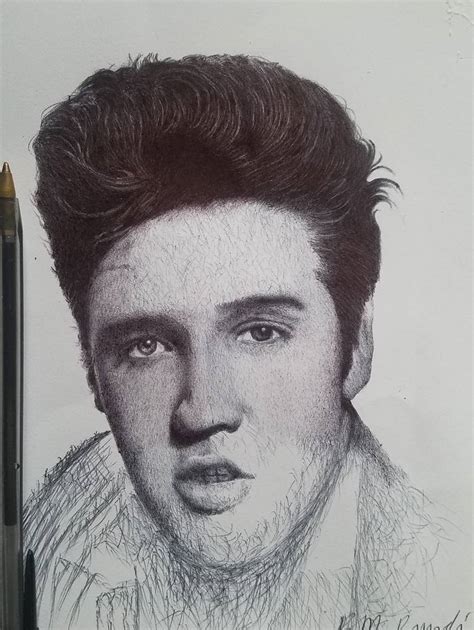 Pen Drawing Potrait Of Elvis Presley Drawing By Bm Bundi Saatchi Art