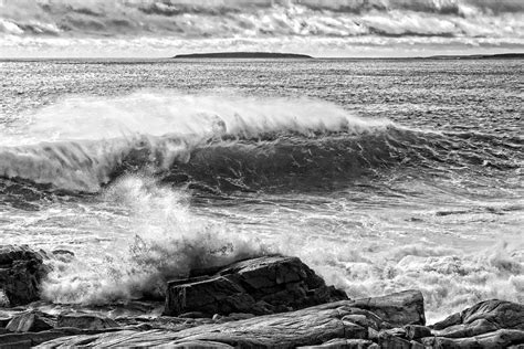 Waves Crashing On Rocks Acadia National Park Photo Print Photograph By