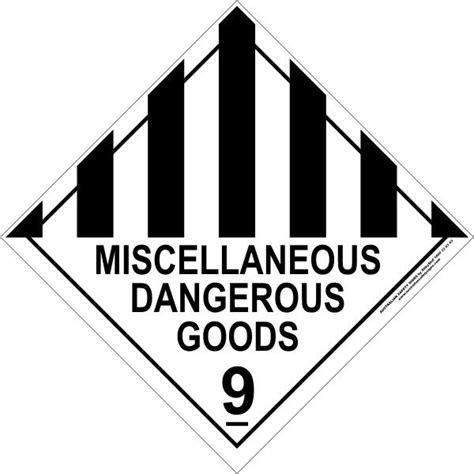 Class 9 Miscellaneous Dangerous Goods Australian Safety Signs