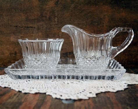 Antique Cut Glass Sugar And Creamer Set With Tray Heavy Cut Etsy