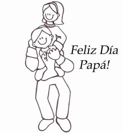 Feliz Dia Papa Padre Con Hija Dibujo Para Colorear