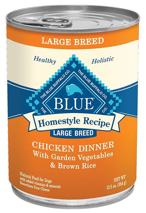 Most formulas also add a variety of vegetables, fruits, enzymes, probiotics, and dry tomato pomace. Blue Buffalo Large Breed Dog Canned Food, Chicken (Pack of ...