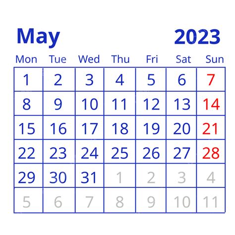 Simple Blue Table November 2023 Calendar Simple Calendar 2023 May