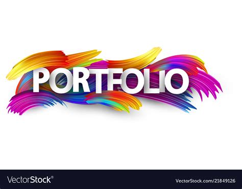 Portfolio Paper Banner With Colorful Brush Strokes