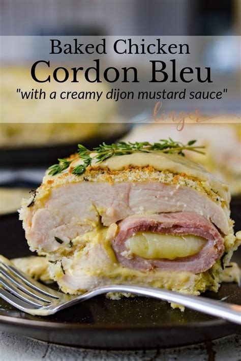 Chicken cordon bleu stuffed with gruyere cheese, smokey ham, with pistachio, lemon panko breading all smothered with creamy honey dijon sauce! Baked Chicken Cordon Bleu with Creamy Mustard Sauce ...