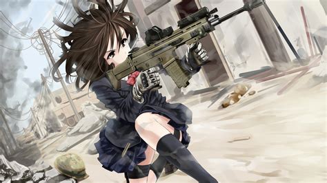 Anime Girls With Guns Wallpapers Wallpaperboat
