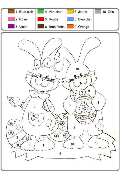 Free Easter Bunnies Color By Numbers For Kids 2019 Learning Printable