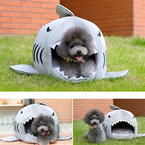 Washable Shark Pet House Cave Dog Bed Best Gadget Store