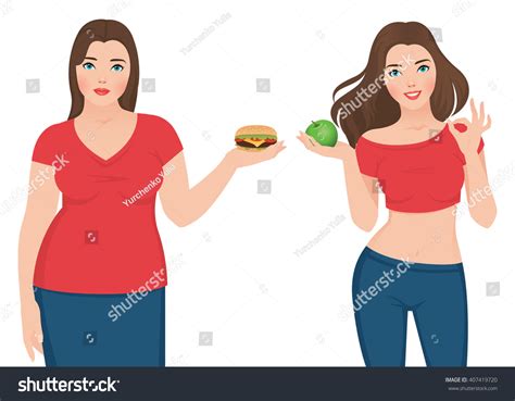 Fat Slim Woman Before After Weight Stock Vector Royalty Free 407419720 Shutterstock