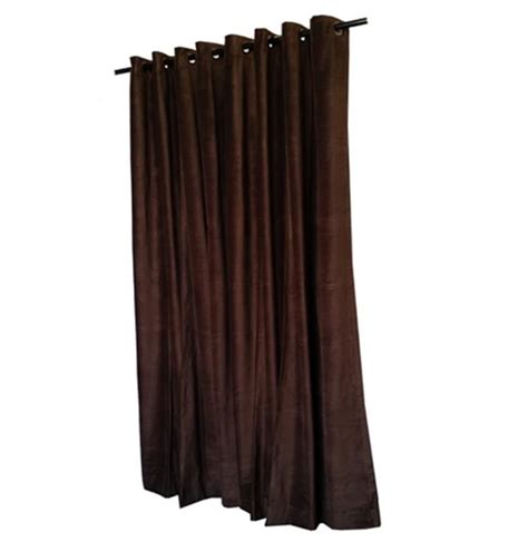 Brown 72 Inch Long Cotton Velvet Curtain Panel Wgrommet Top Living