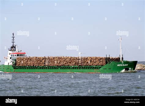 Bulk Cargo Ship With Timber Load Stock Photo Alamy