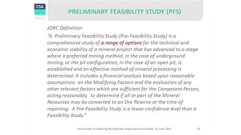 In this, you have to find answers of many feasibility study helps you to find whether you can operate your business or not. 4a. Pre-feasibility Studies - Reducing Mining Risks - YouTube