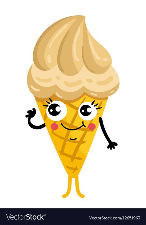 Funny Ice Cream Isolated Cartoon Character Vector Image