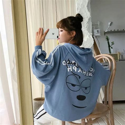 Ulzzang Harajuku Kawaii Long Sleeve Oversized Hoodie Sweatshirt Women