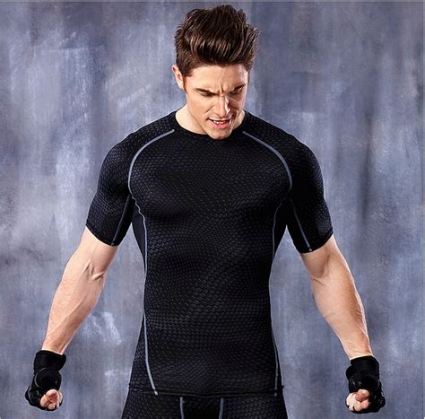 men compression tights shirt base layer running fitness exercise gym sports training soccer tops