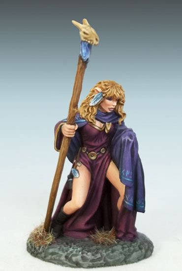 Female Elven Mage With Staff Dark Sword Miniatures