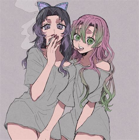 shinobu and mitsuri shinobu and mitsuri anime demon kny girls