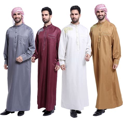 아랍 무슬림 의류 남성용 Thobe 아랍어 이슬람 Abayas 드레스 인도 남성 Kaftan 가운 남성 Xxl Xxxl 플러스