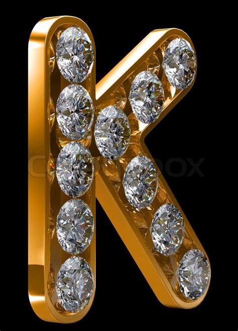 Golden K Letter Incrusted With Diamonds Stock Image Colourbox
