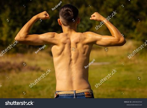 Eighteen Year Old Teenage Boy Flexing Stock Photo 2043414722 Shutterstock