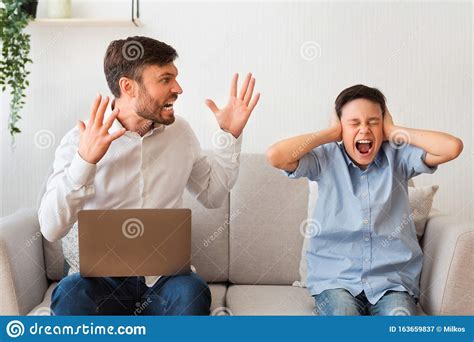 Father Is Shouting At A Son Who Is Not Listeni Stock Photography