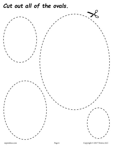 ovals cutting worksheet ovals tracing coloring page