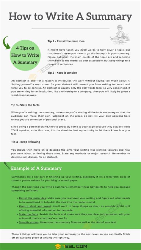 How To Write A Summary 4 Useful Tips For Writing A Summary 7esl