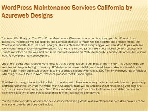 Ppt Wordpress Maintenance Services California By Azureweb Design