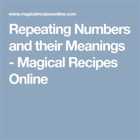 Repeating Numbers And Their Meanings Magical Recipes Online Online