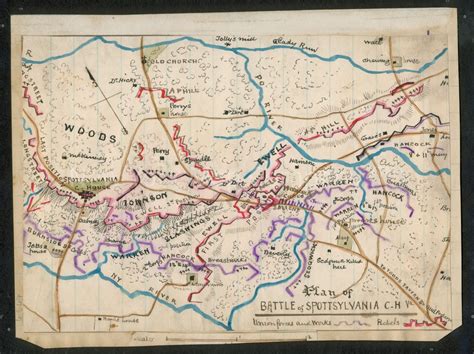 1864 Map Map Of Battle Of Spotsylvania Court House Va Civil War