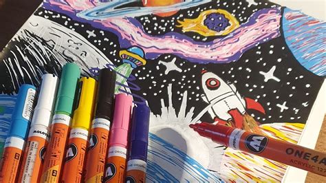 Drawing The Space Design From Zhc With Molotow Markers 🎨🖌 Youtube