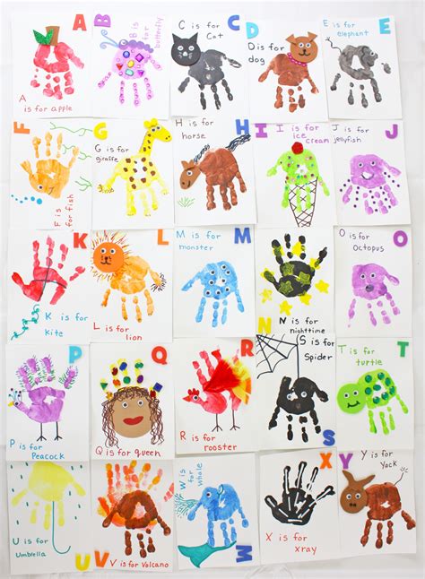 Handprint Alphabet Flashcards Preschool Art Activities Daycare