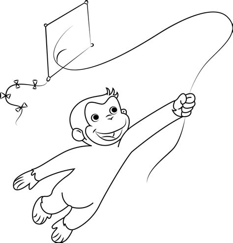 Free printable kite coloring pages for kids. Curious George Flying Kite Coloring Page - Free Printable Coloring Pages for Kids