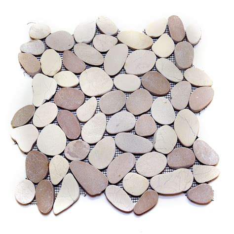 Sliced Tan-White Flat Pebble Tile | Pebble tile, Shower remodel, Tub to shower remodel