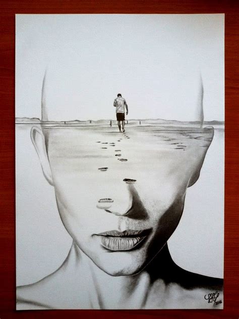 Double Exposure Drawing By Lupascu1992 Art Drawings