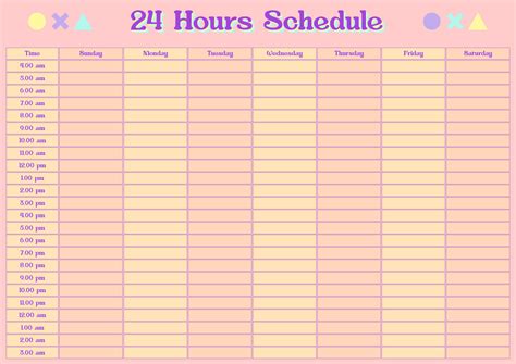 8 Best Images Of 24 Hour Calendar Printable 24 Hour Schedule Template