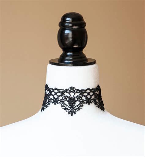 Black Lace Gothic Choker Victorian Necklace Adjustable Etsy