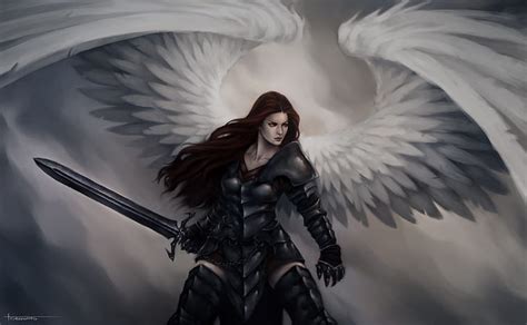 Hd Wallpaper Fantasy Angel Warrior Armor Girl Sword Wings Woman Warrior Wallpaper Flare