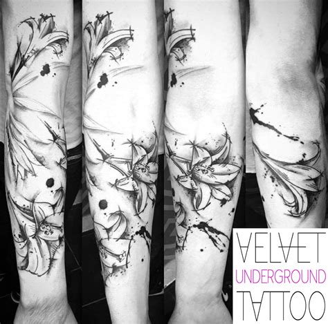 Easter Lily Sleeve Tattoo By Vivi Ink At Velvet Underground Tattoo