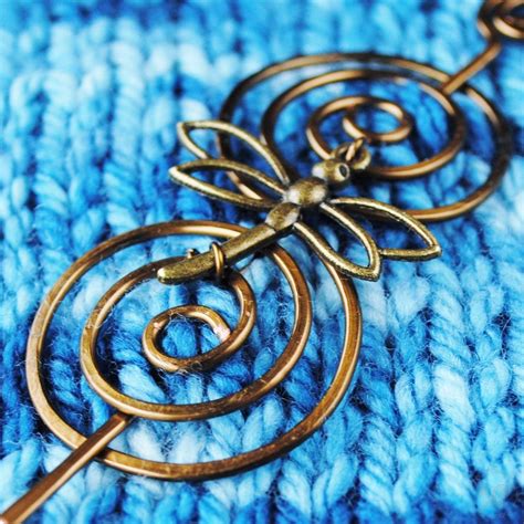 Dragonfly Shawl Pin Charmed Bronze Crafty Flutterby Creations