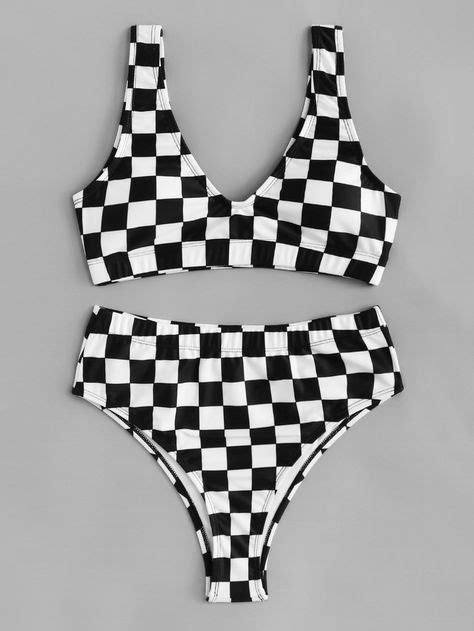 Checkered Pattern Bikini Set In 2020 Bikini Pattern Checkered