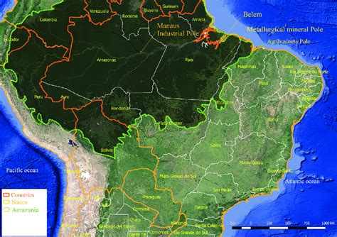Map Of Amazonia With Its Two Main Cities Manaus And Belem And Its