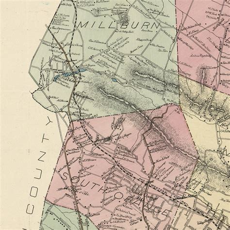 Map Of Essex County New Jersey 1877 Vintage Restoration Etsy Uk