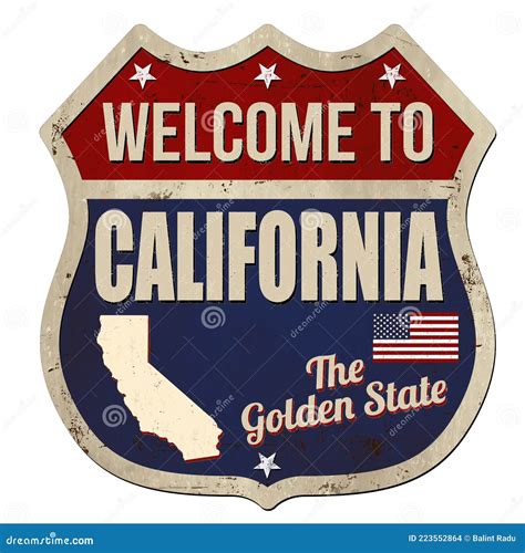 Welcome To California Vintage Rusty Metal Sign Stock Vector